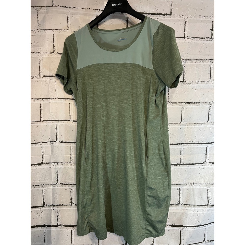 Columbia Womens Sage Green Short Sleeve Active Hiking Dress with Pockets Large